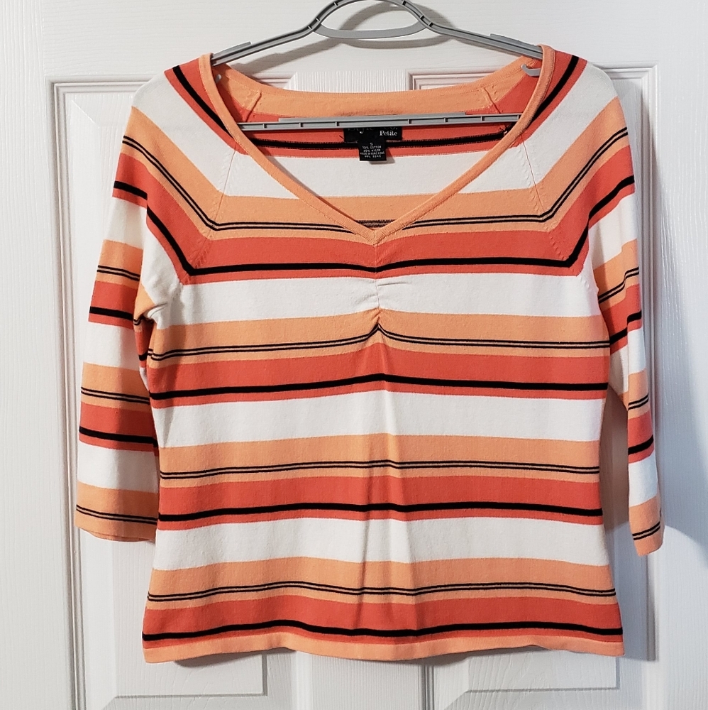Women's Style & Co. Petite 3/4 Sleeve V-Neck Cropped Sweater